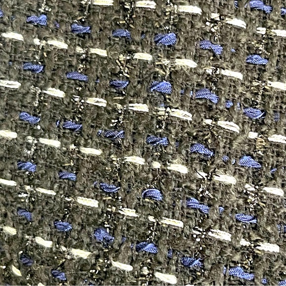 Anthropologie Dolan Black/Blue/Silver Tweed Open Front Peplum Blazer Jacket (L) - Picture 3 of 14